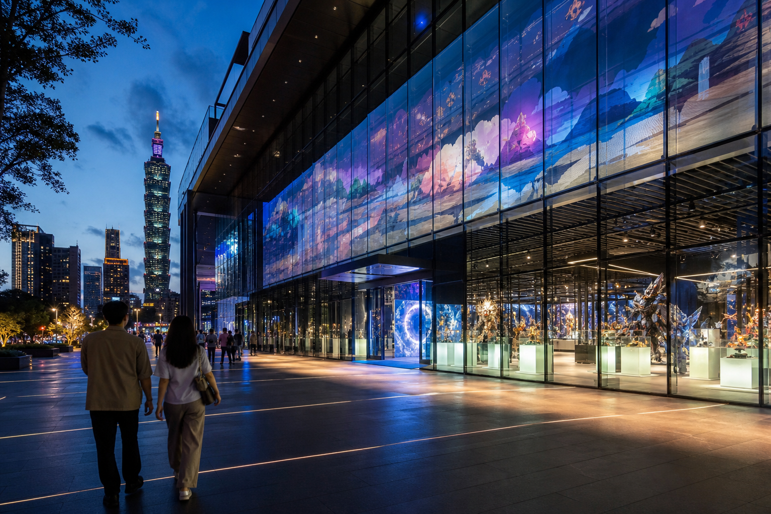 信義區夜晚看展行程示意圖