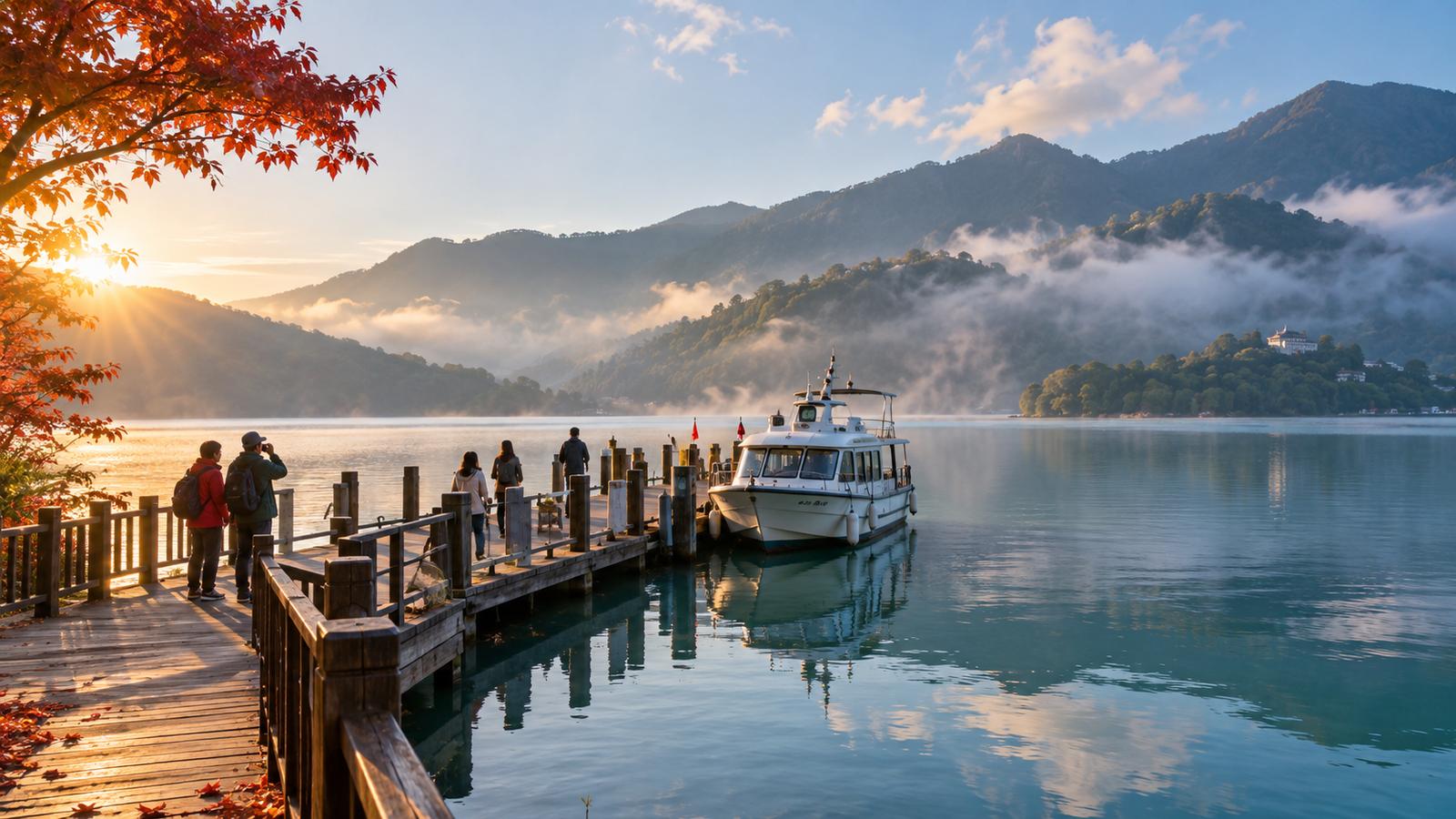 日月潭遊湖與山景行程示意圖