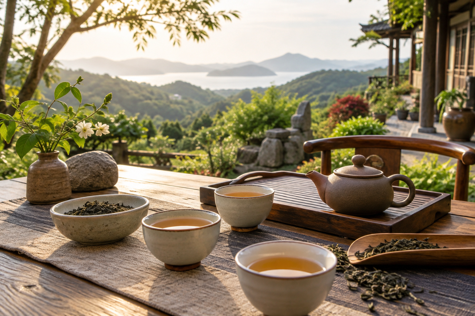 台灣茶品茗與茶葉示意圖