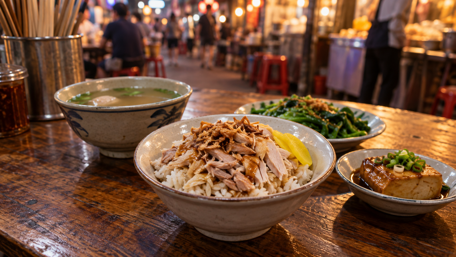 嘉義夜市雞肉飯晚餐示意圖